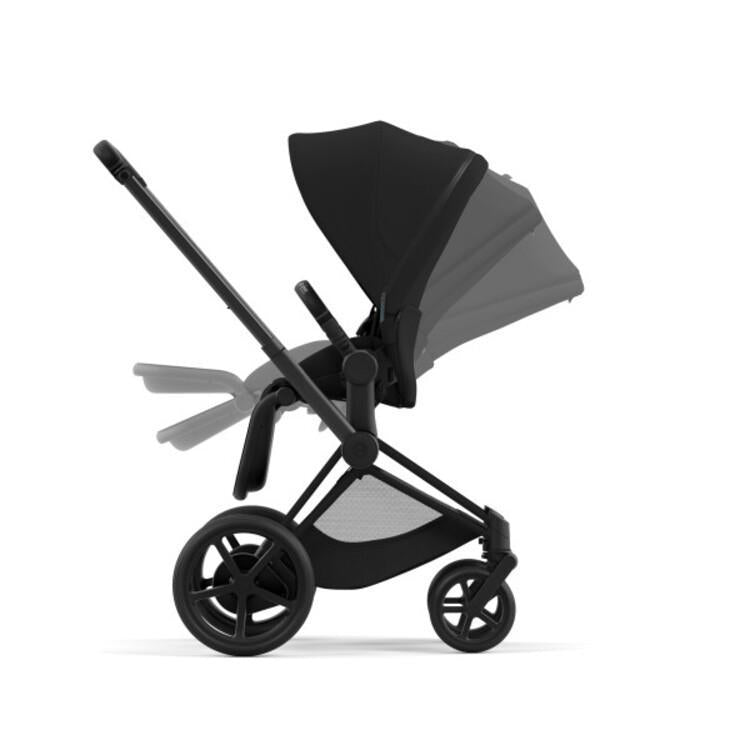 Cybex E-Priam 2 Stroller - Matte Black Frame + Deep Black Seat Pack - Premium Comfort and Versatility