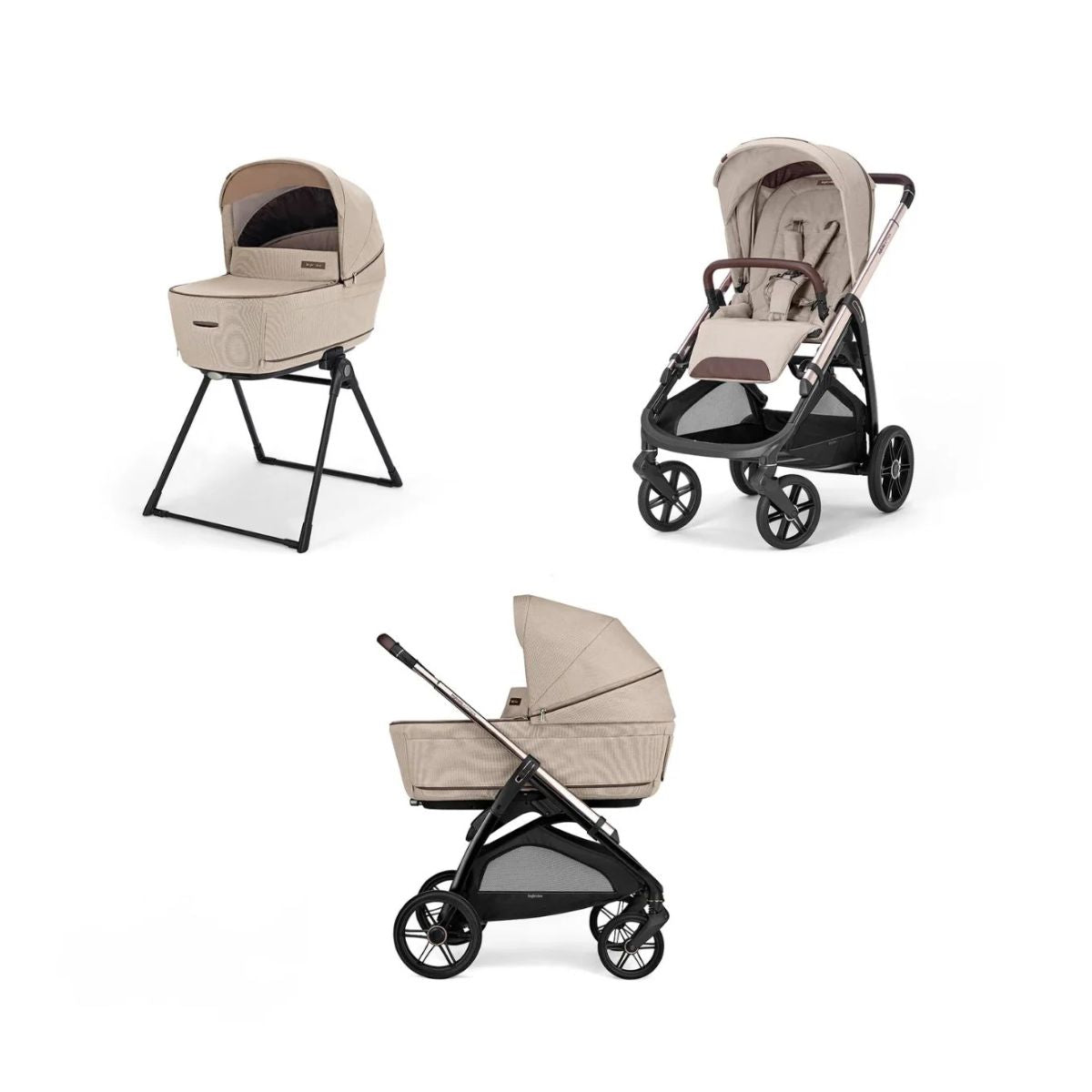 Inglesina Aptica Stroller & Bassinet + Stand - Pashmina Beige - Complete Travel System