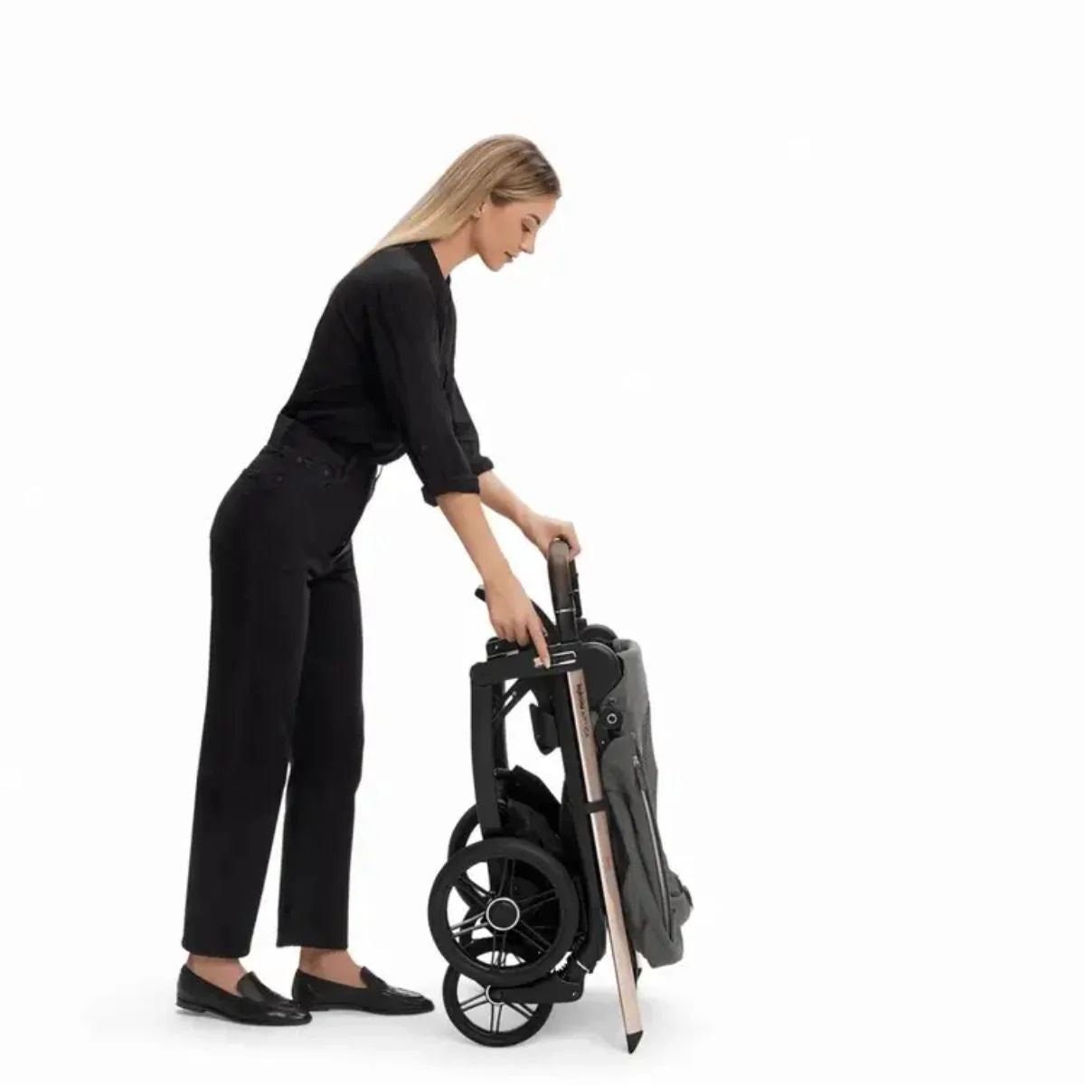 Inglesina Aptica Stroller & Bassinet + Stand - Velvet Grey - One Hand Fold and Everyday Practicality