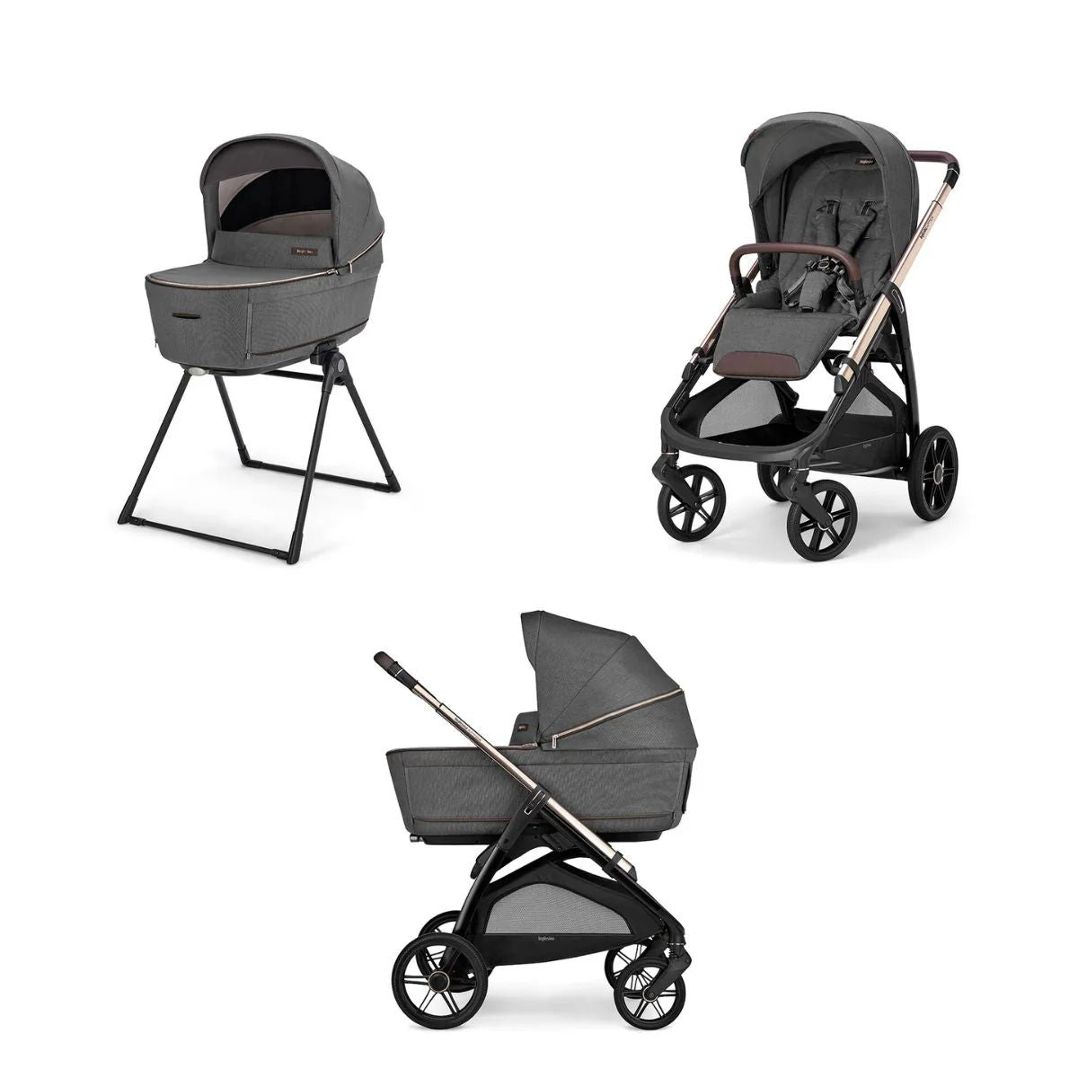 Inglesina Aptica Stroller & Bassinet + Stand - Velvet Grey - Complete Travel System