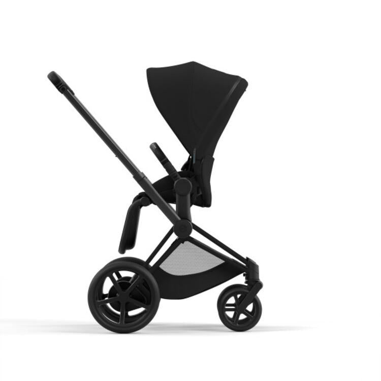 Cybex E-Priam 2 Stroller - Matte Black Frame + Deep Black Seat Pack - One Pull Harness System